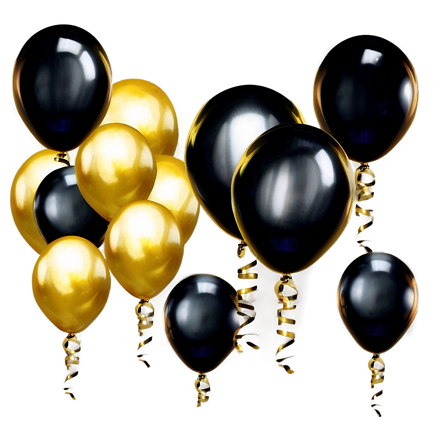 Majestic Black And Gold Balloons Png 06132024