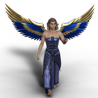 Majestic Blue Winged Angel