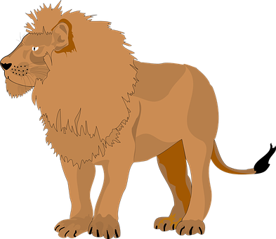Majestic Brown Lion Illustration PNG with transparent background