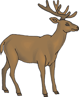 Majestic Brown Stag Illustration PNG with transparent background