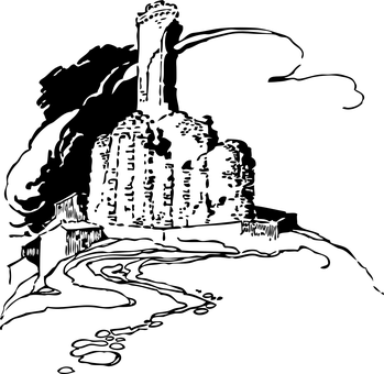 Majestic Castle Night Silhouette PNG with transparent background