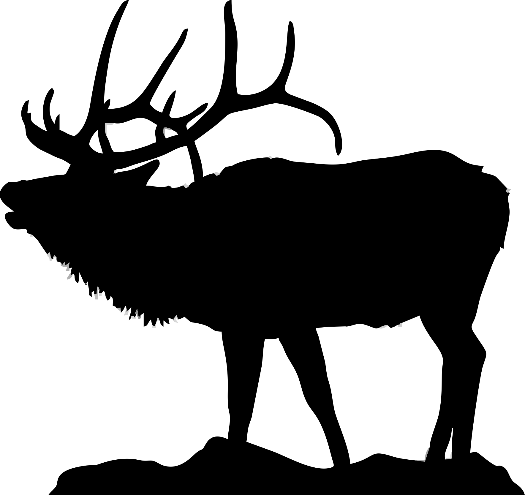Elk Black And White Clipart Amp Elk Black And White - Elk Clip Art, HD Png Download PNG with transparent background