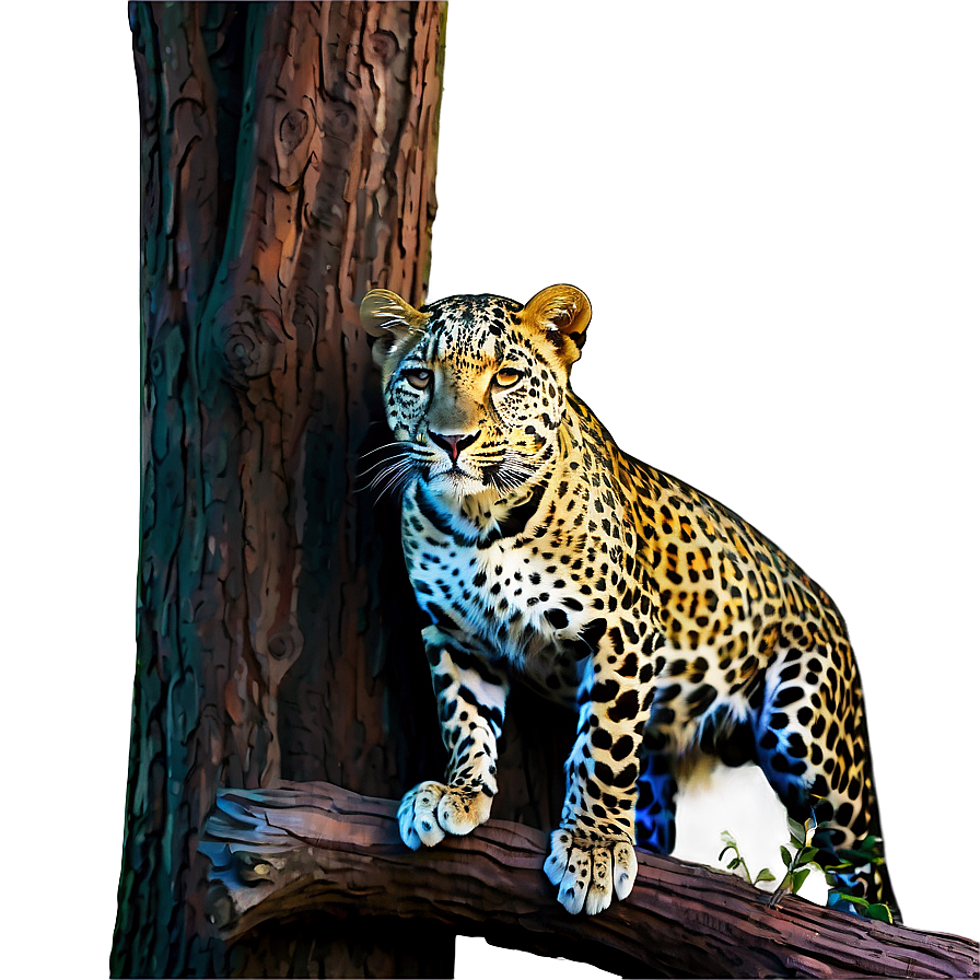 Majestic Leopard On Tree Png 3