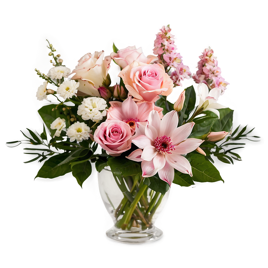 Majestic Pink Flower Arrangement Png Tit