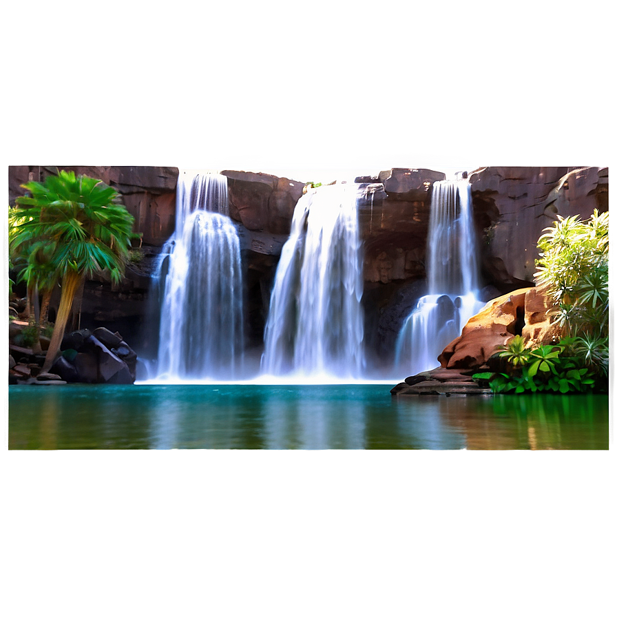 Majestic Waterfall Oasis Landscape Png 90