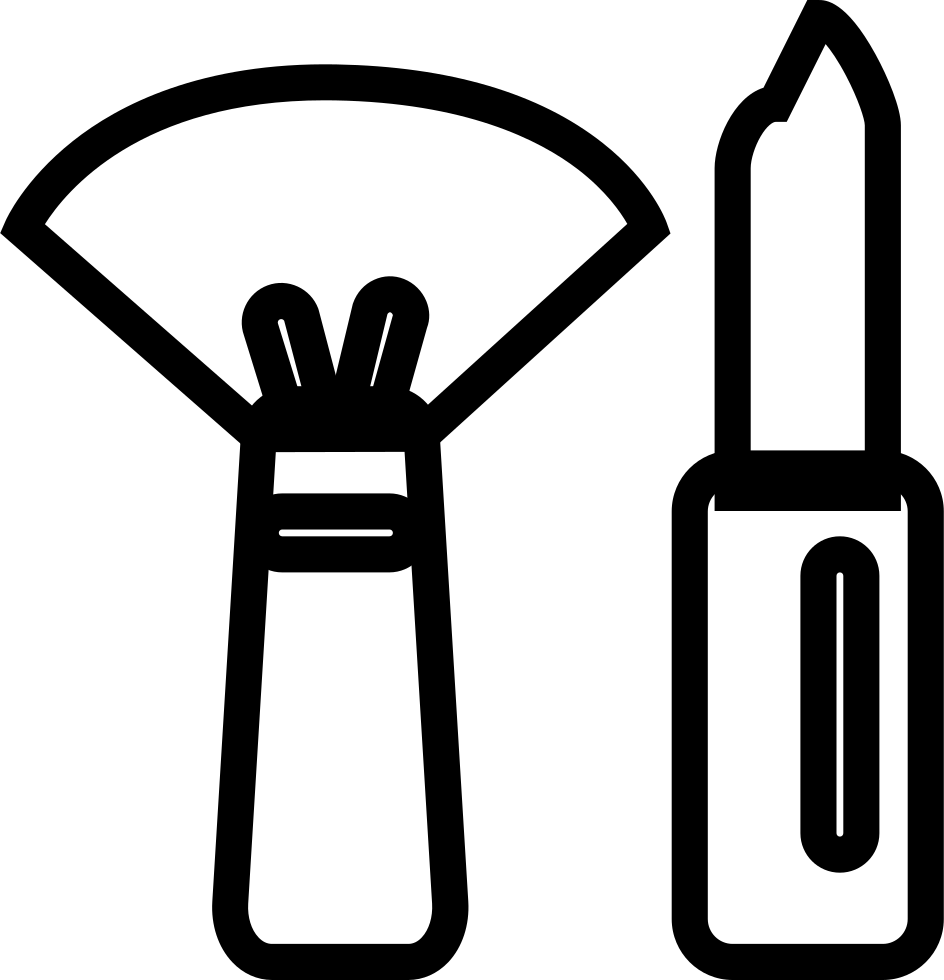 Makeup Brushand Lipstick Icon PNG with transparent background