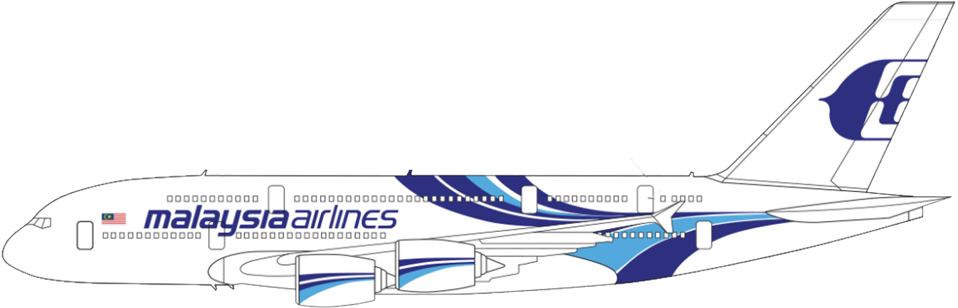 Malaysia Airlines Aircraft Livery PNG with transparent background
