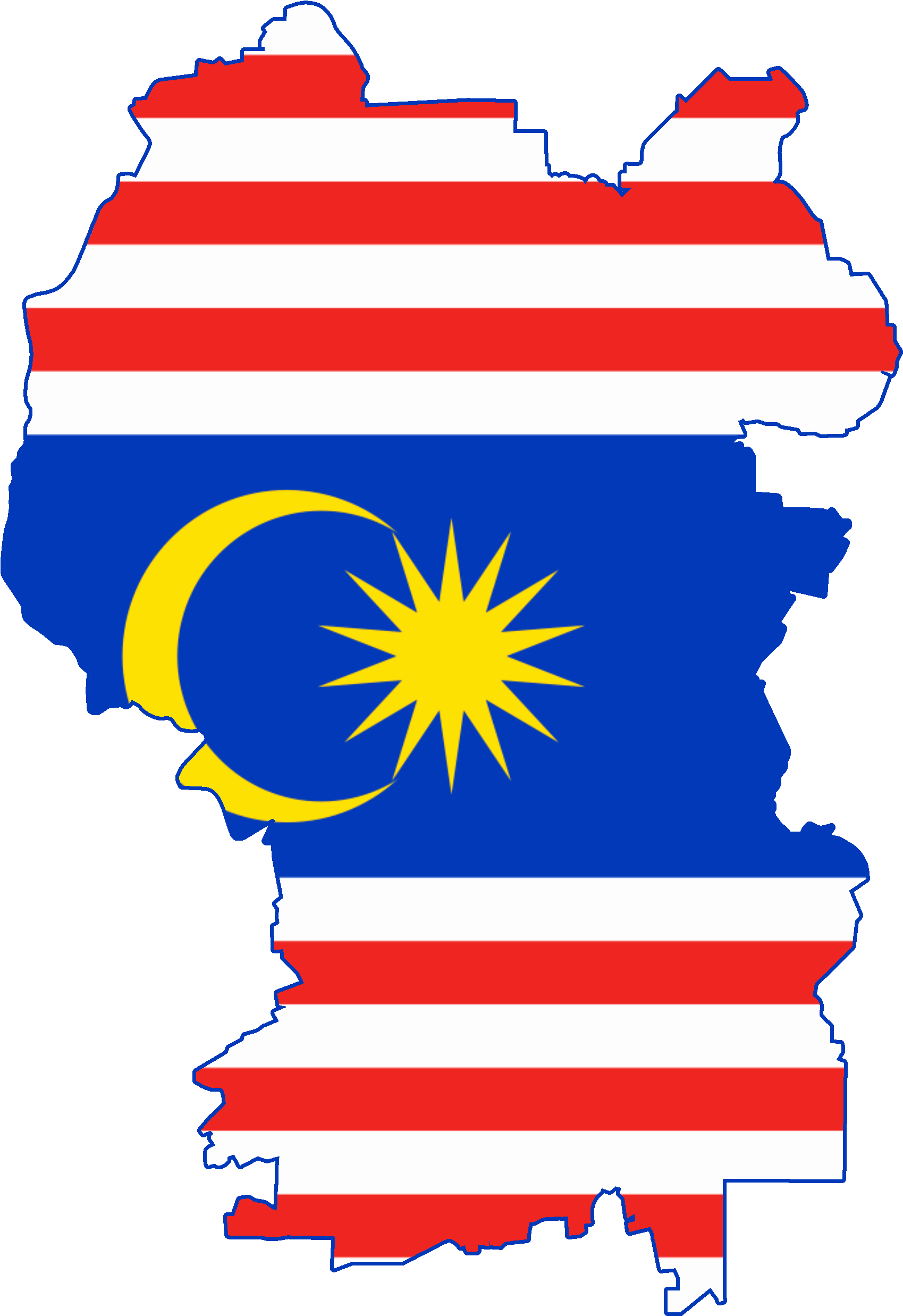 Malaysia Map Flag Overlay PNG with transparent background