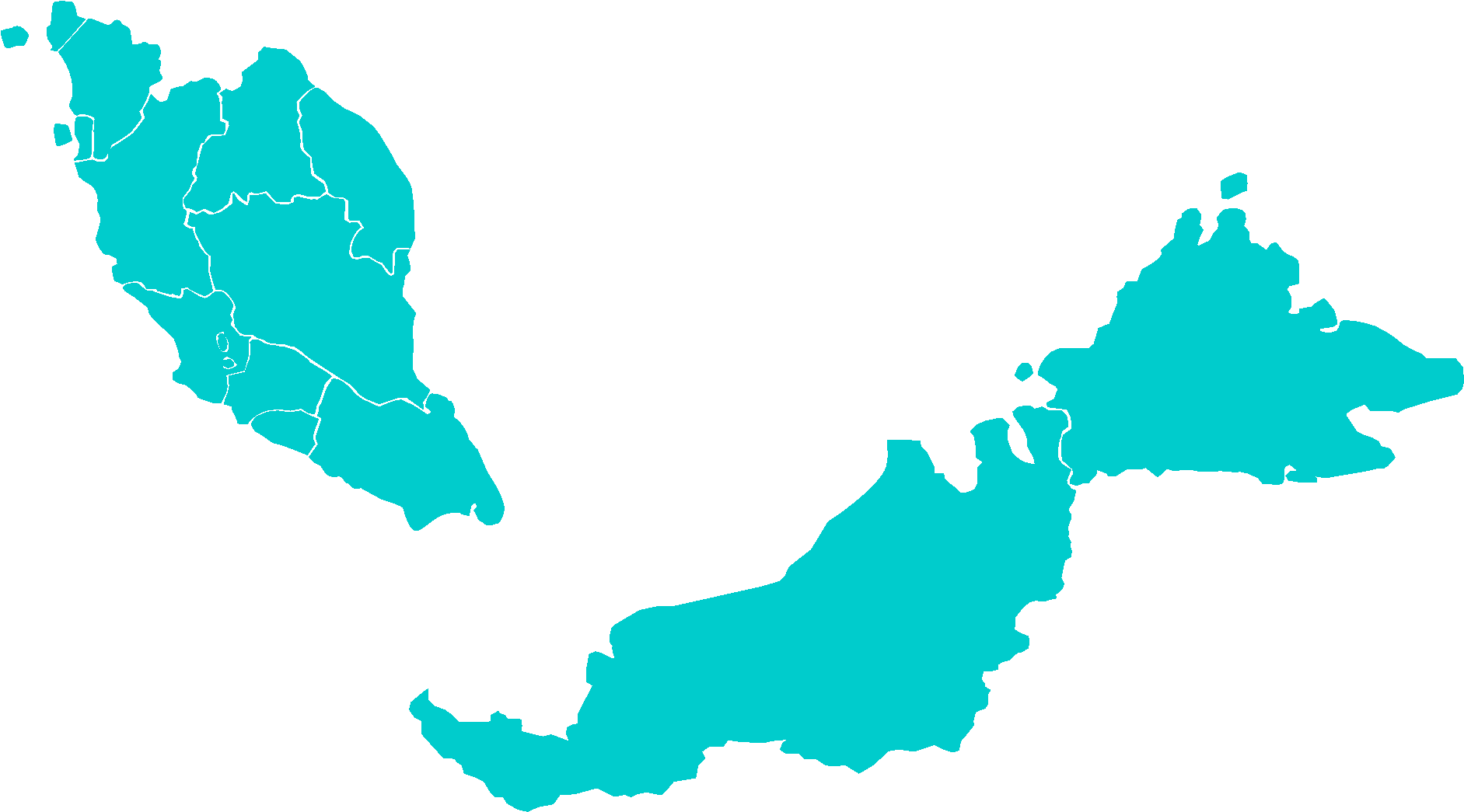 Malaysia Map Silhouette PNG with transparent background