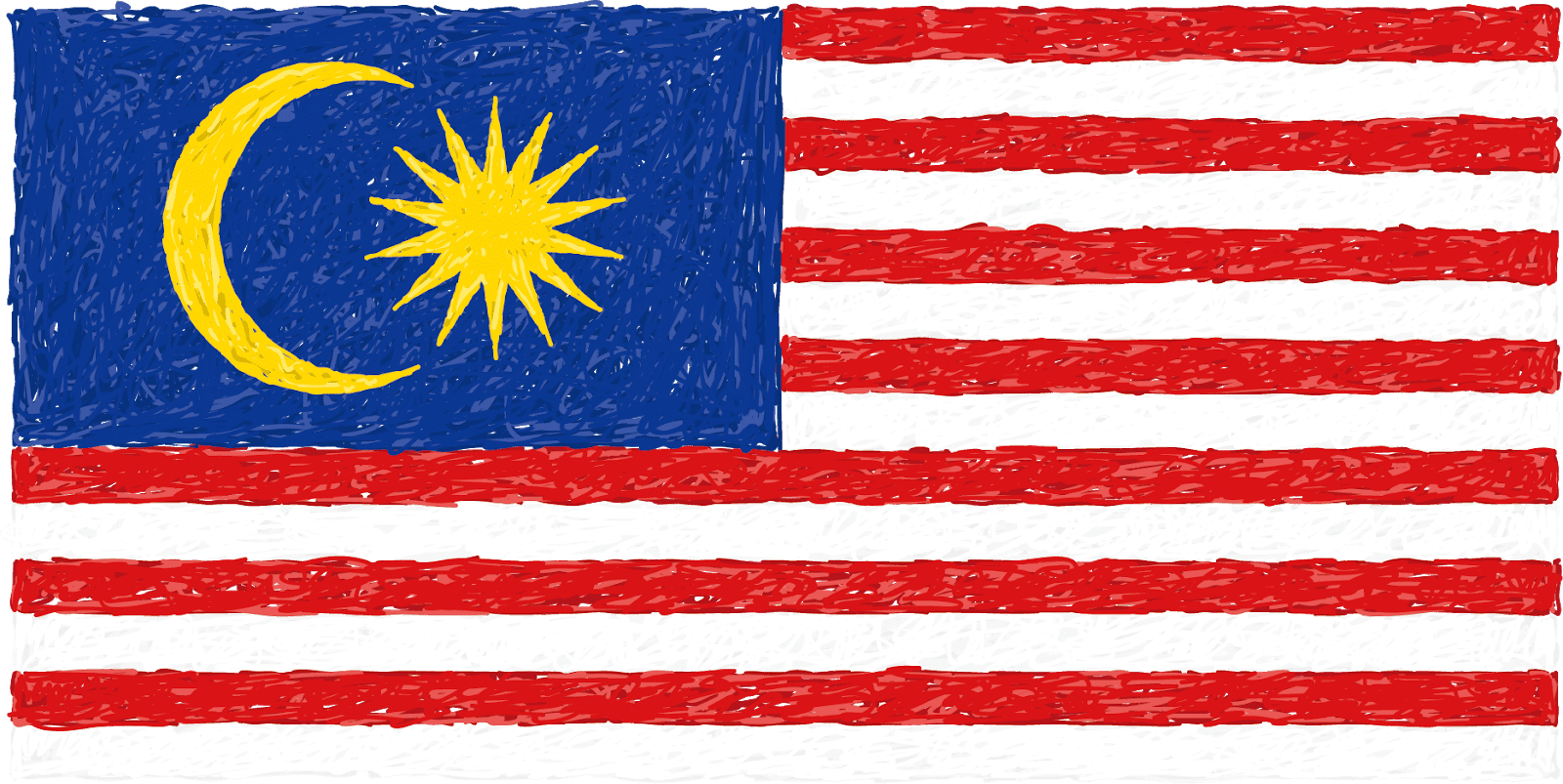 Malaysian Flag Artistic Texture PNG with transparent background