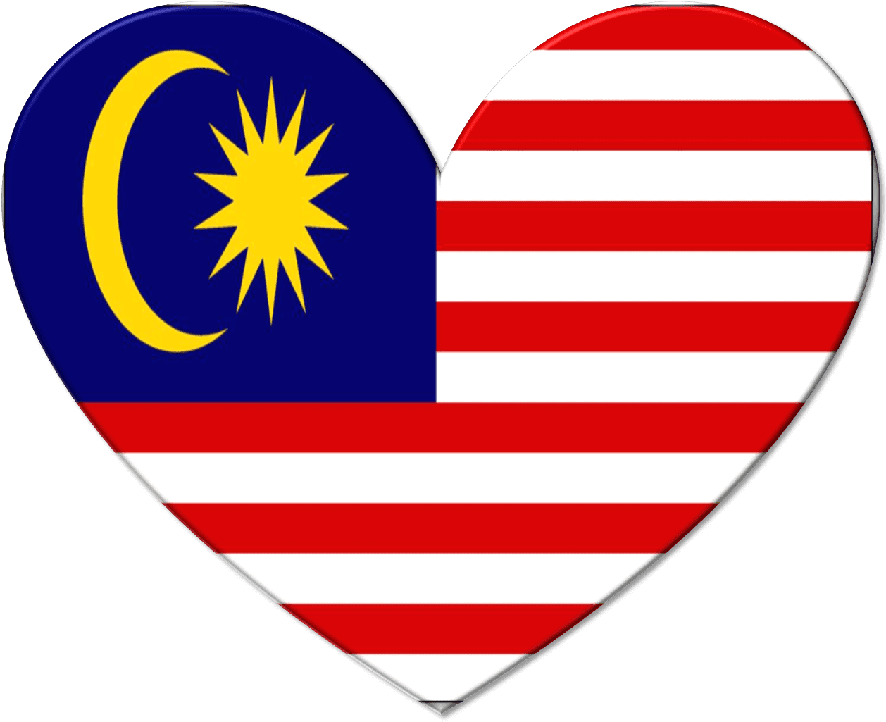 Malaysian Flag Heart Shaped PNG with transparent background