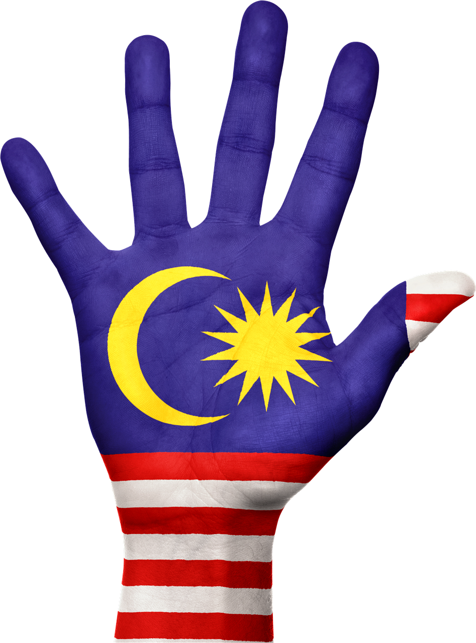 Malaysian Flag Painted Hand PNG with transparent background