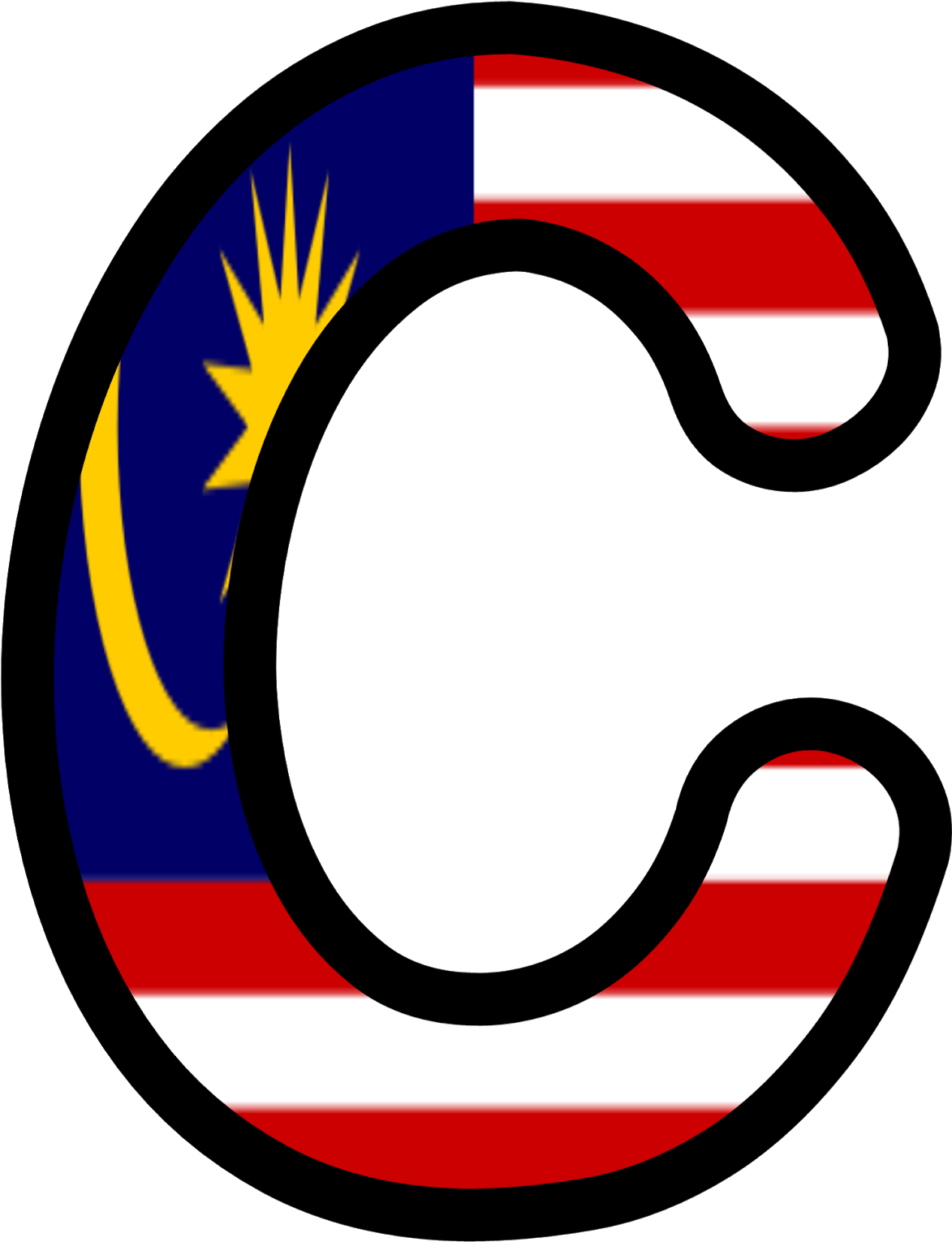 Malaysian Flag Stylized Letter C PNG with transparent background