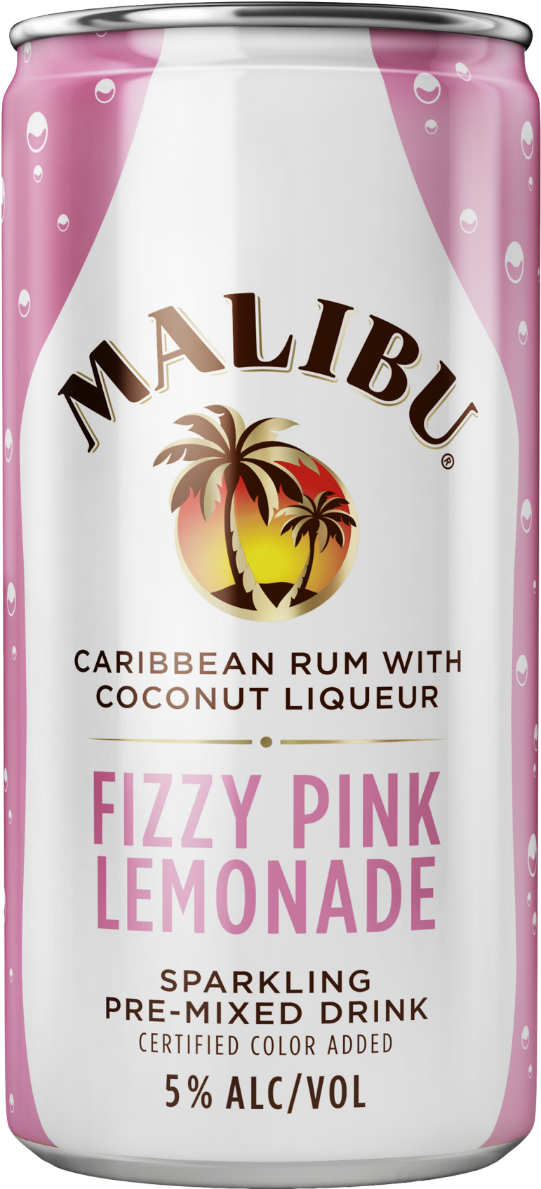 Malibu Rum Caribbean Fizzy Pink 200ml Can - Malibu Pink Lemonade, HD Png Download PNG with transparent background