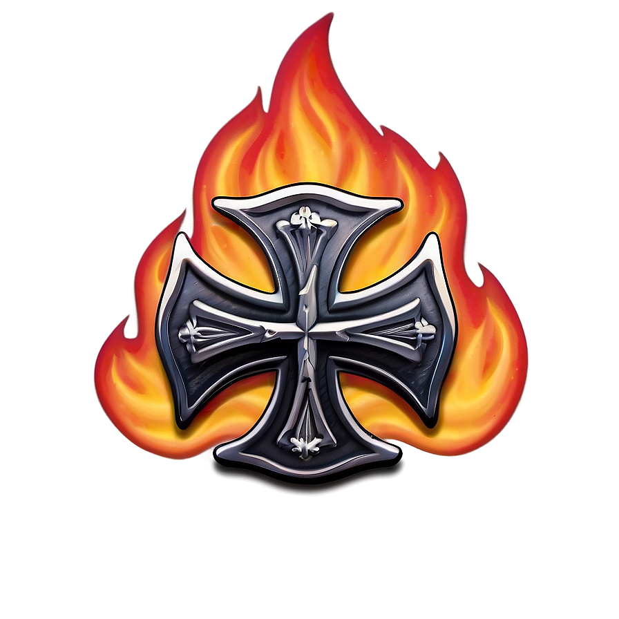 Maltese Cross With Flames Png Gur39