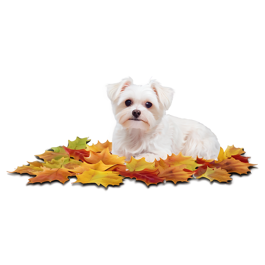 Maltese In Autumn Leaves Png 2