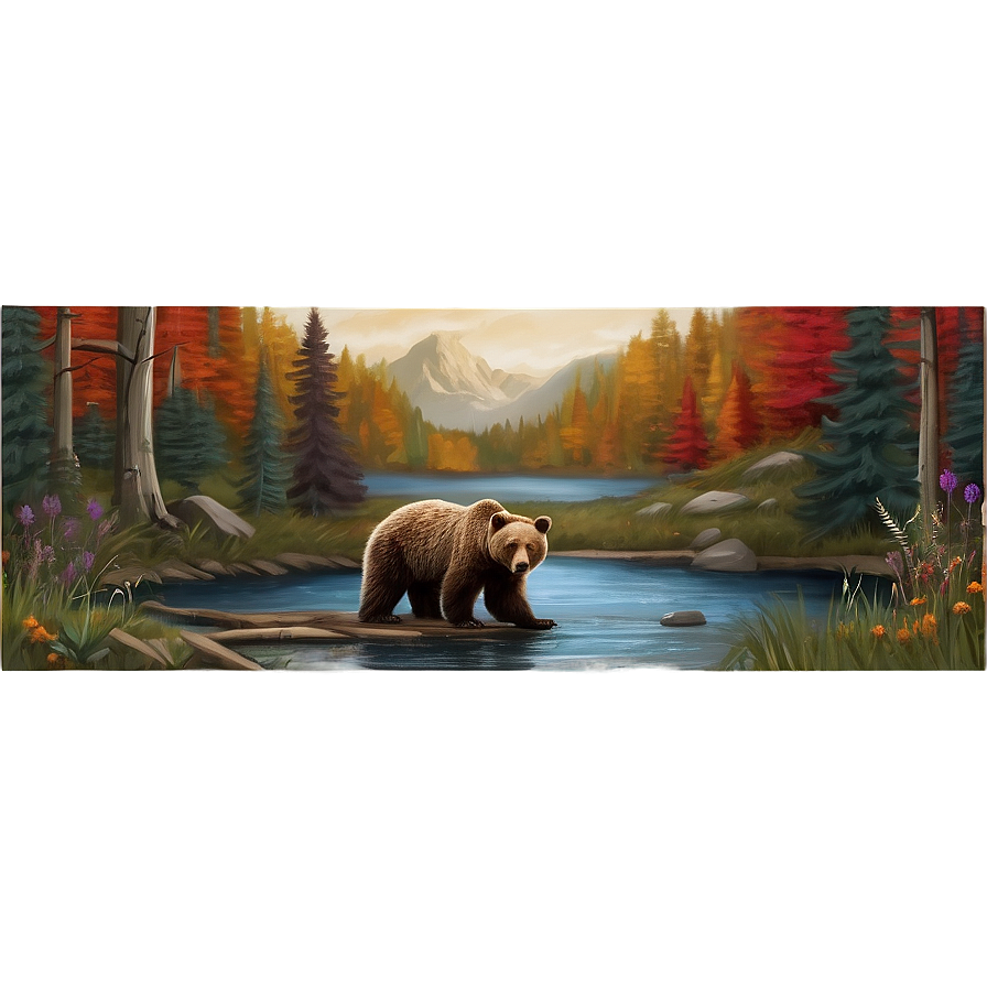 Mama Bear In Nature Scene Png 94