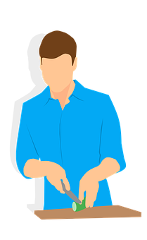 Man Chopping Vegetable Illustration PNG with transparent background
