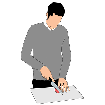 Man Cutting Vegetable Illustration