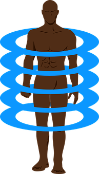Man Encasedin Blue Rings PNG with transparent background
