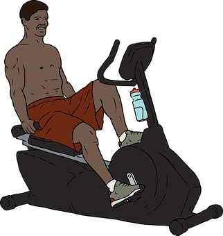 Man Exercisingon Stationary Bike PNG with transparent background