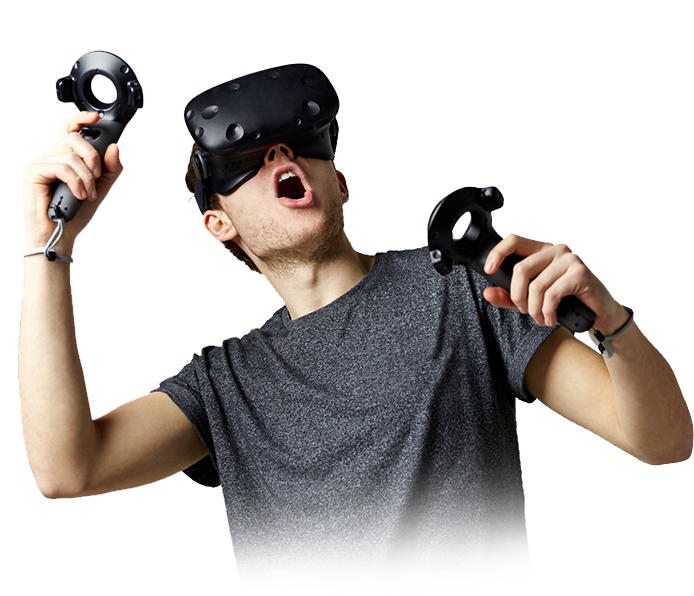 Virtual Reality Headset Htc Vive Oculus Rift Playstation - Guy With Vr Headset, HD Png Download PNG image with a transparent background, free high-resolution download