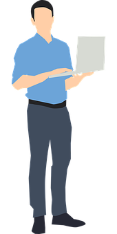 Man Holding Laptop Illustration