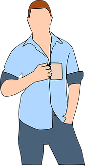 Man Holding Mug Vector Illustration