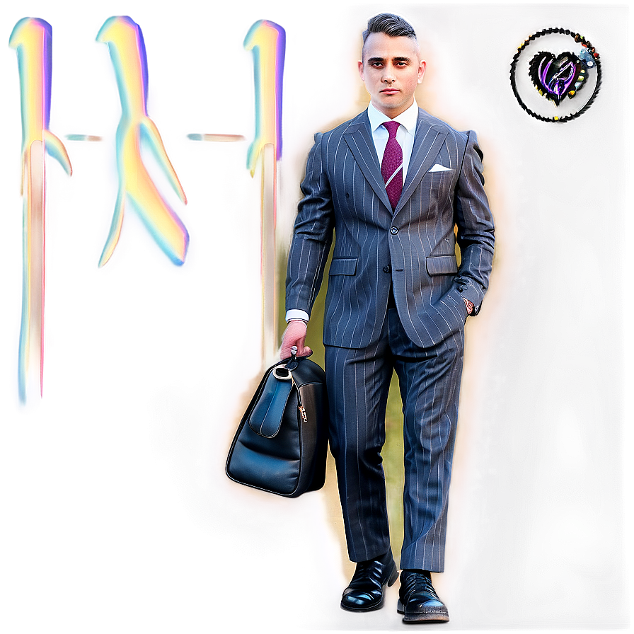 Man In Pinstripe Suit Png Ydn32