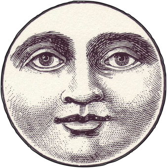 Man In The Moon Vintage Illustration PNG with transparent background
