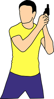 Man In Yellow Shirt Dancing PNG with transparent background
