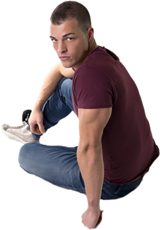 Man Kneeling Casual Pose