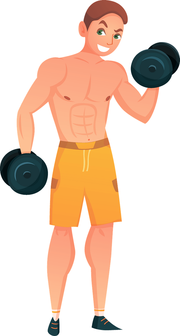 Man Lifting Dumbbell Fitness Illustration