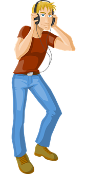 Man Listeningto Music PNG with transparent background