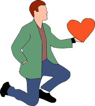 Man Offering Heart Illustration PNG with transparent background