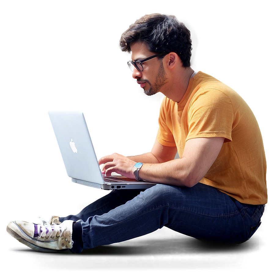 Man On Laptop Png Oog8