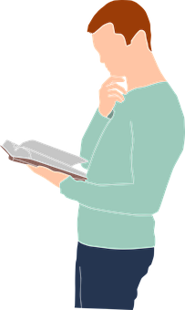 Man Reading Book Vector PNG with transparent background