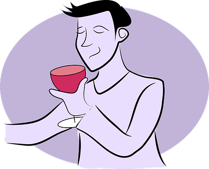 Man Savoring Wine Cartoon