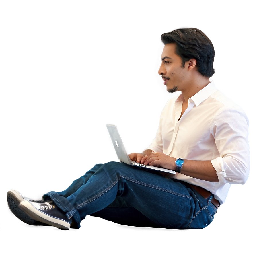 Man Sitting At Computer Png 29