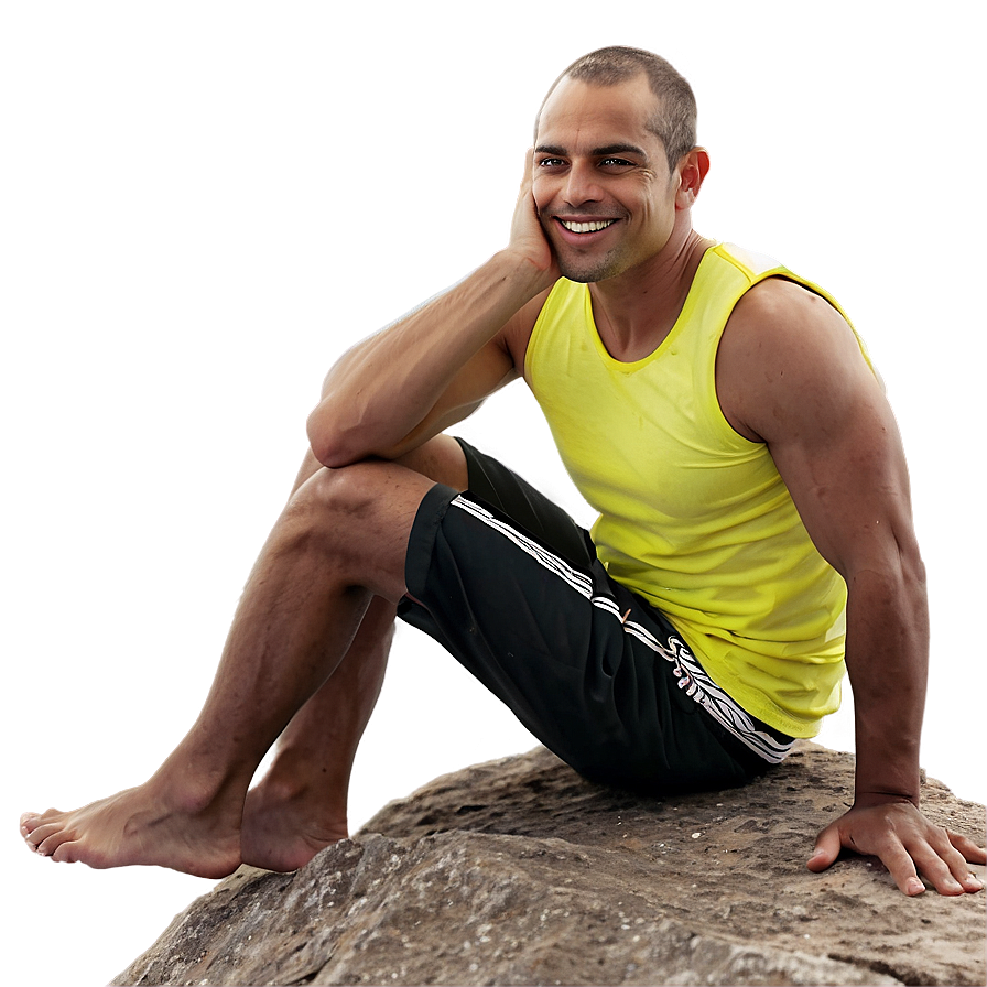 Man Sitting On Rock Png Cnn75