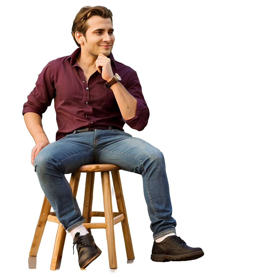 Man Sitting On Stool Png Cem85