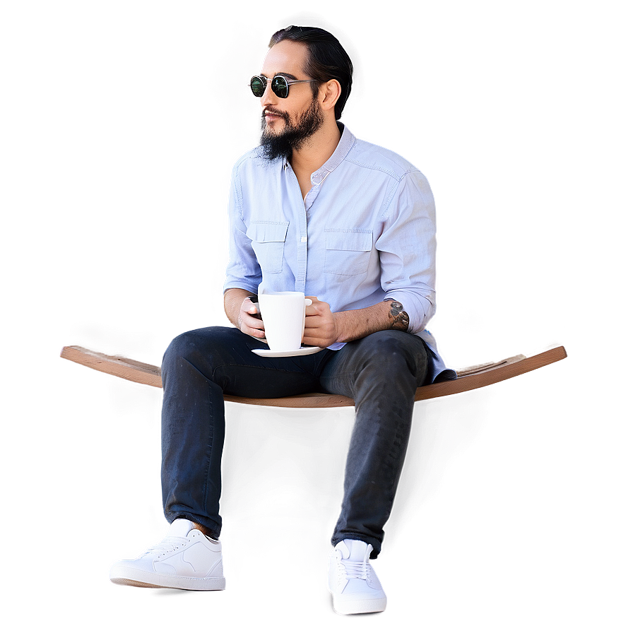 Man Sitting With Coffee Png 06122024