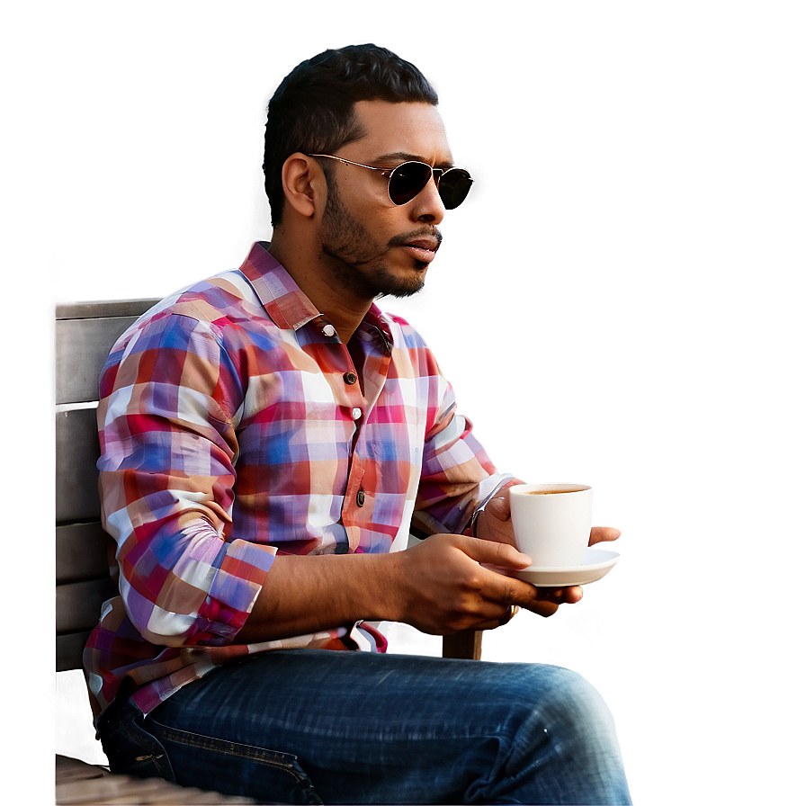 Man Sitting With Coffee Png 85