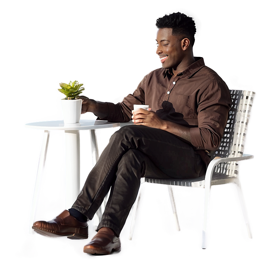 Man Sitting With Coffee Png 86