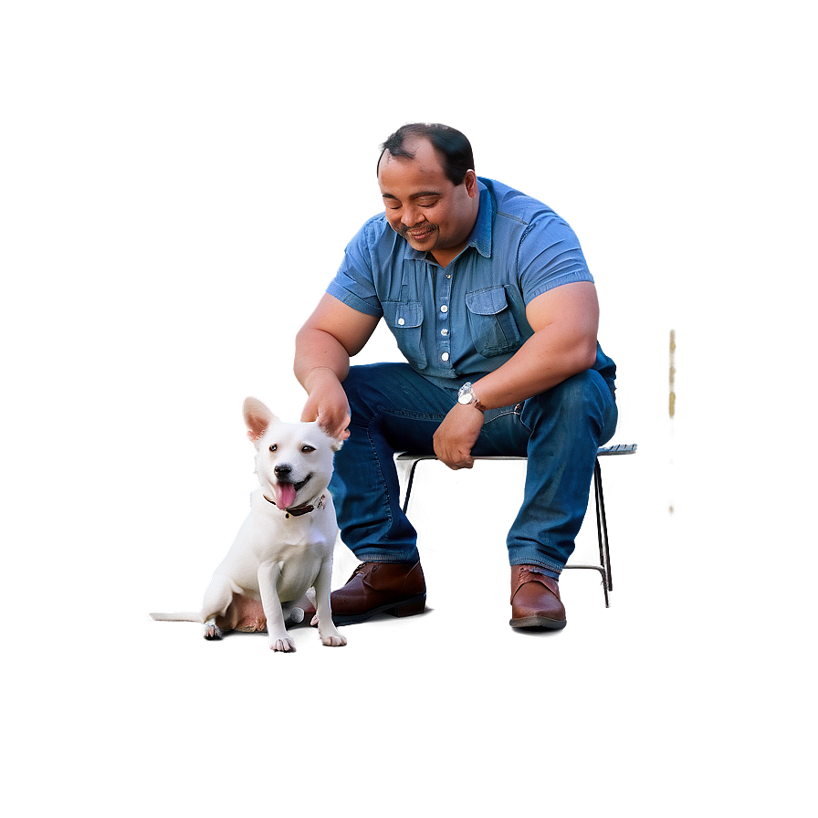 Man Sitting With Dog Png 17