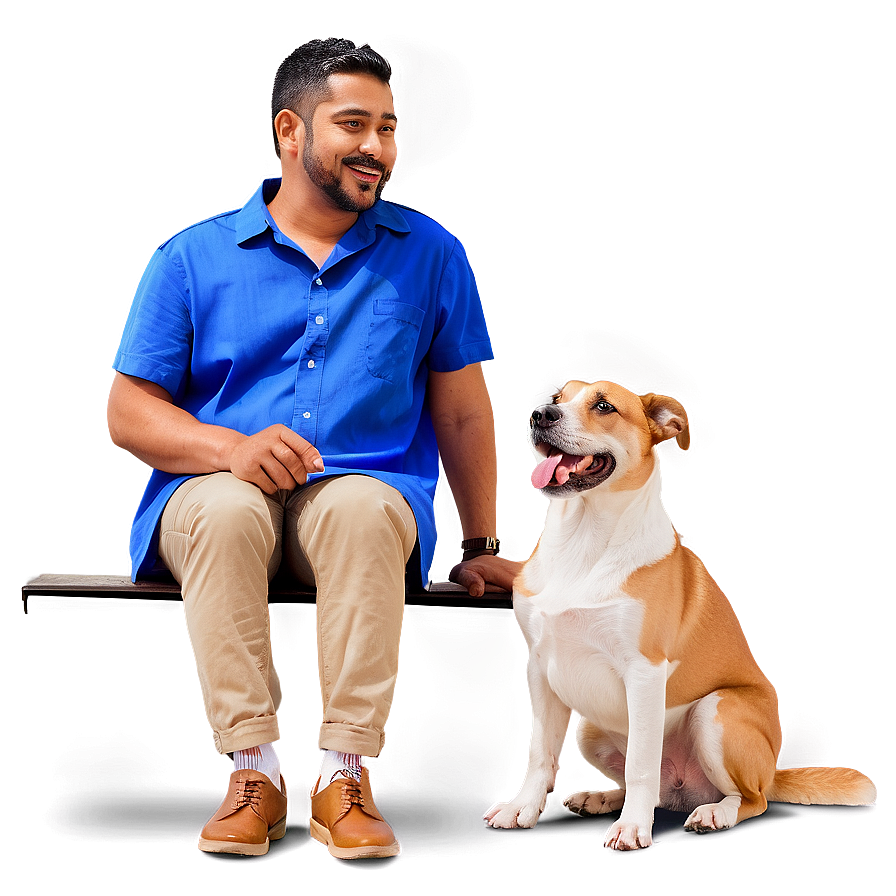 Man Sitting With Dog Png 35