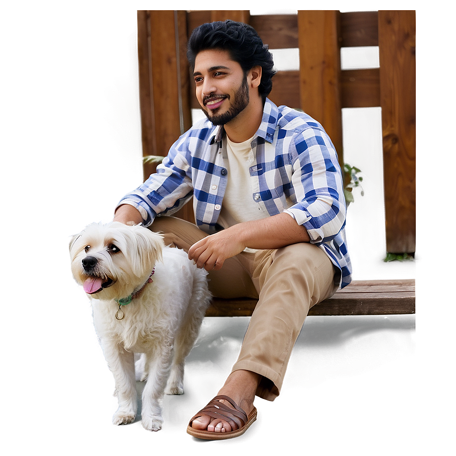 Man Sitting With Dog Png 76