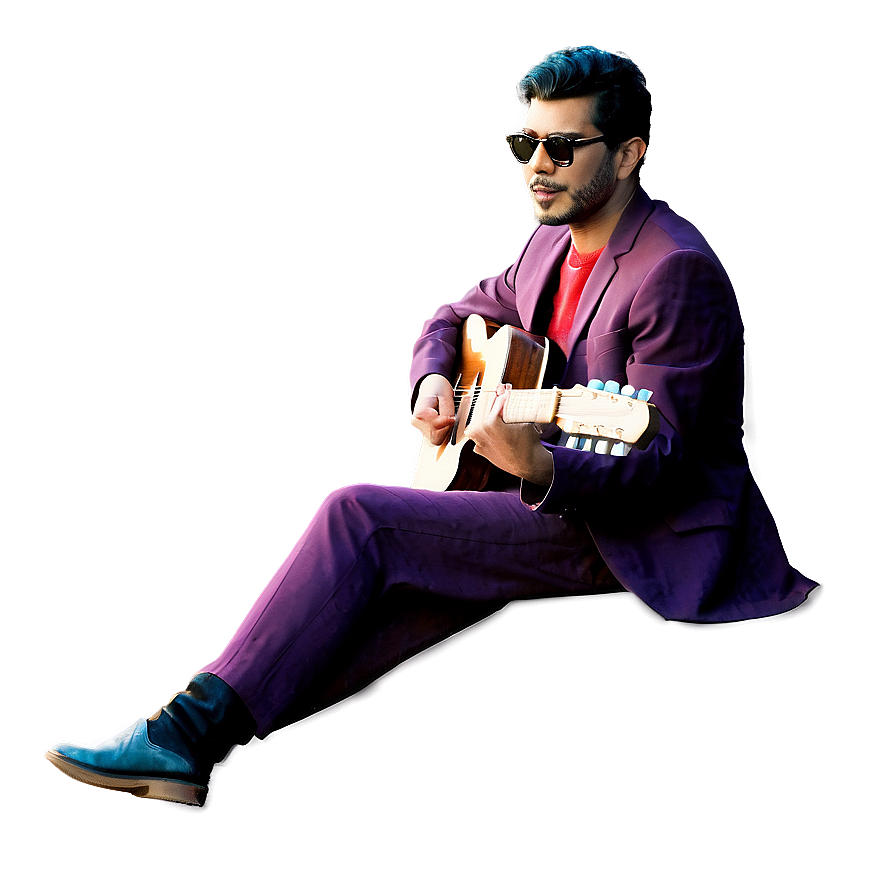 Man Sitting With Guitar Png 23