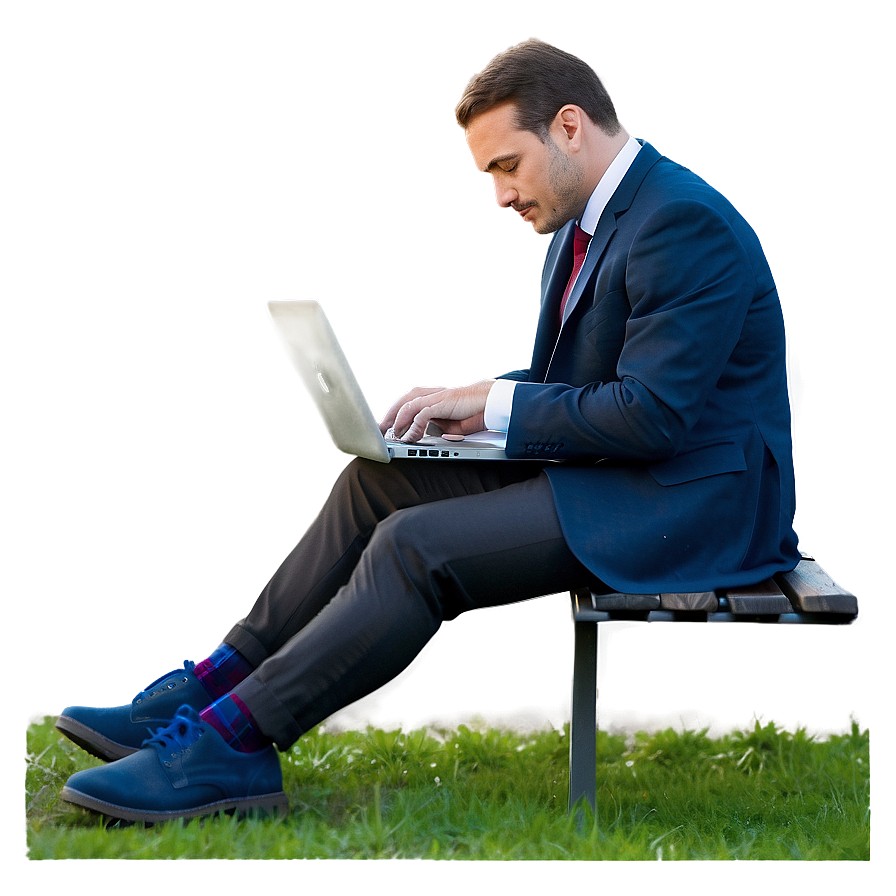 Man Sitting With Laptop Png 06122024