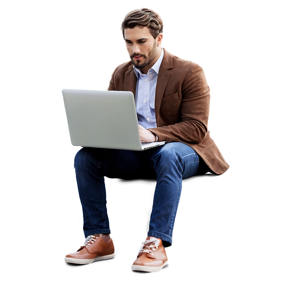 Man Sitting With Laptop Png 53